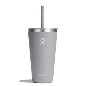 Hydro Flask Silver Tumbler with Straw 28oz